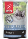 Консервы для кошек BLITZ Sensitive индейка и клюква sterilised.