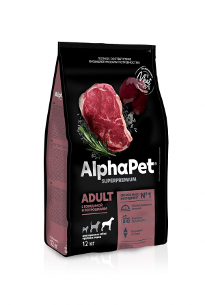 Сухой корм для собак AlphaPet Adult Medium Breed beef & giblets