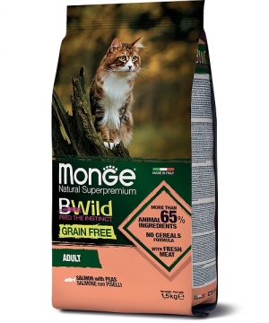 Сухой корм для кошек Monge BWild Cat Grain Free Salmone Con Piselli