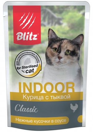 Консервы для кошек BLITZ курица с тыквой в соусе