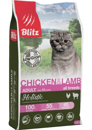 Сухой корм для кошек Blitz Holistic Chicken & Lamb Cat All Breeds (Low Grain)