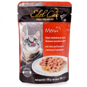 Консервы для кошек Edel Cat с печенью и кроликом (пауч)