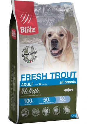Сухой корм для собак Blitz Holistic Fresh Trout Adult Dog All Breeds Low Grain