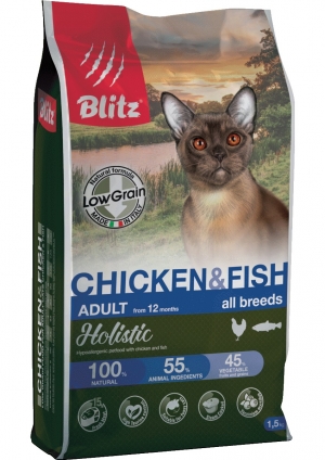 Сухой корм для кошек Blitz Holistic Chicken & Fish Cat All Breeds (Low Grain)