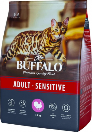 Сухой корм для кошек Mr. Buffalo Adult Sensitive для взрослых кошек с индейкой