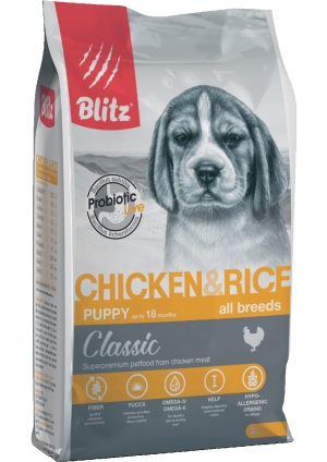 Сухой корм для собак Blitz Classic Chicken & Rice Puppy All Breeds