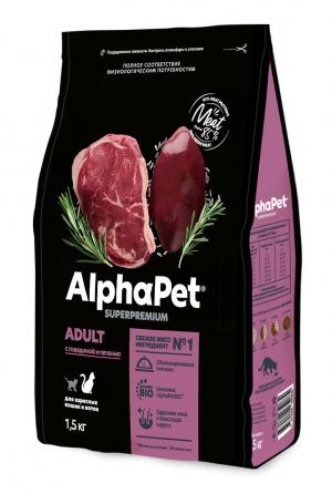 Сухой корм для кошек AlphaPet Superpremium adult beef with liver